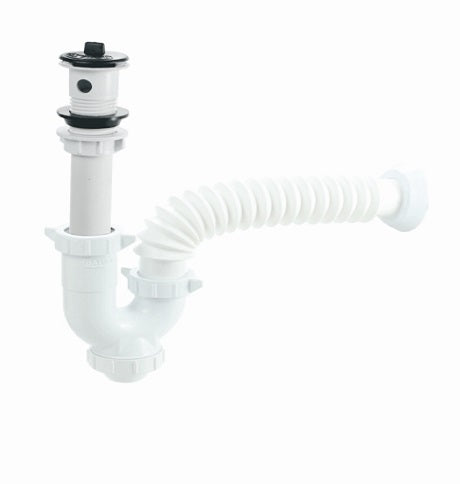 CESPOL CURVO CON TAPA INFERIOR FLEXIBLE PARA LAVABO