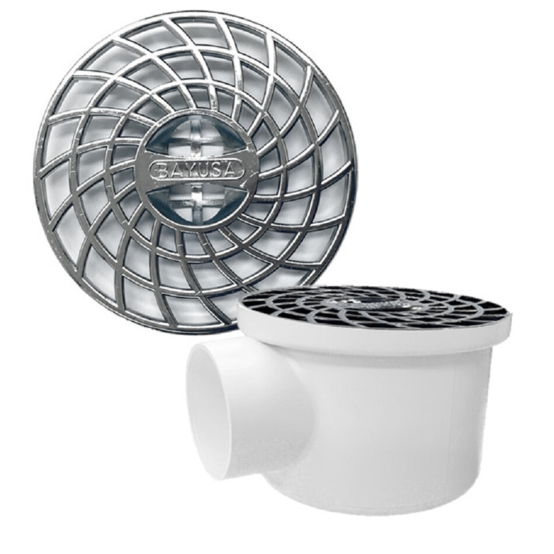 COLADERA BOTE CON 1 SALIDA DE 2″ REJILLA CROMADA BAYUSA