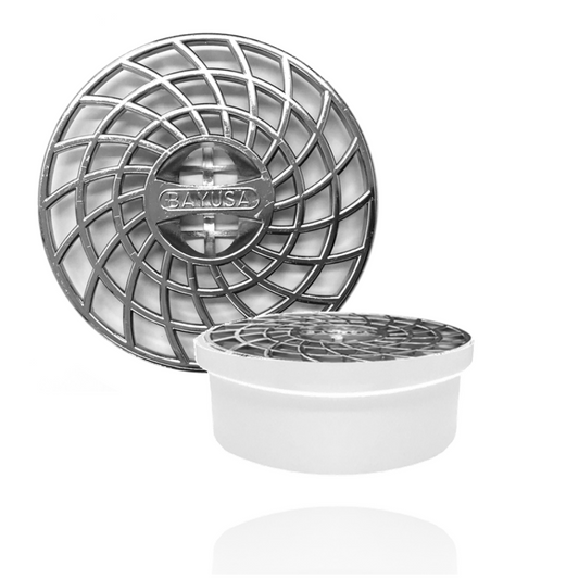 COLADERA DIRECTA PARA TUBO DE PVC 2″ Y 4″ CON REJILLA CROMADA BAYUSA